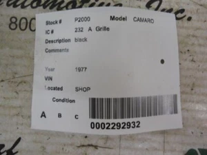 Grille Black Fits 74-77 CAMARO 252251 - Picture 1 of 3