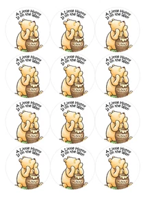 Classic Pooh baby "A little Hunny" Edible Image rounds, Wafer paper, pre cut, - Picture 1 of 6