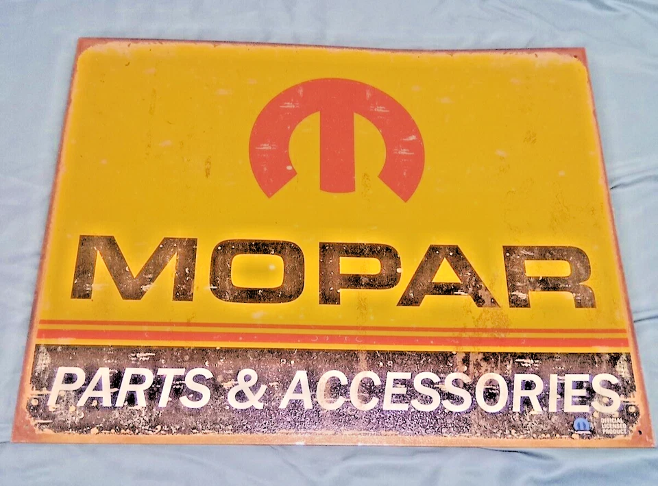 Mopar vintage-looking tin sign DODGE HEMI PLYMOUTH MOPAR PERFORMANCE PARTS & ACC - Image 1 of 2