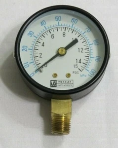 15 PSIG Pressure Test Gauge Weksler 100 kPa STEAMPUNK WORKING ## FREE SHIPPING # - Picture 1 of 4