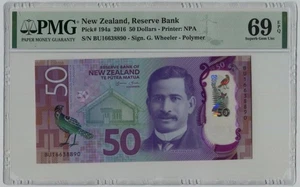 Billetes de polímero PMG 69 Nueva Zelanda 2016 50 dólares - Imagen 1 de 2