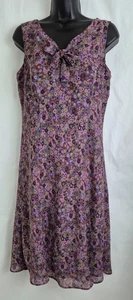 Vestido para mujer Ann Taylor LOFT púrpura floral sin mangas línea A forrado cremallera talla 8 - Imagen 1 de 10
