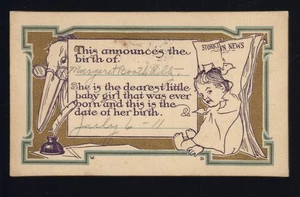 1911 GEBURTSANKÜNDIGUNG - 6. Juli BABY MÄDCHEN * Posted Moline Ill nach Kansas Nachricht - Bild 1 von 3