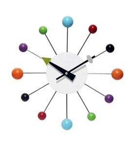 Orb Spoke Midcentury Modern 15 inch Retro Starburst Ball Wall Clock Quiet Qua... - Picture 1 of 7