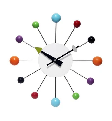 Orb Spoke Midcentury Modern 15 inch Retro Starburst Ball Wall Clock Quiet Qua... - Image 1 of 4