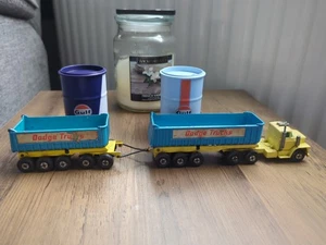 Vintage Rare 1971 Matchbox SuperKings K16 Dodge Tractor & Twin Tippers Original - Picture 1 of 14