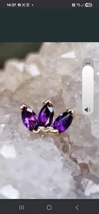 BVLA Triple Marquise Fan Press-fit End in White Gold - AA Amethyst - Picture 1 of 4