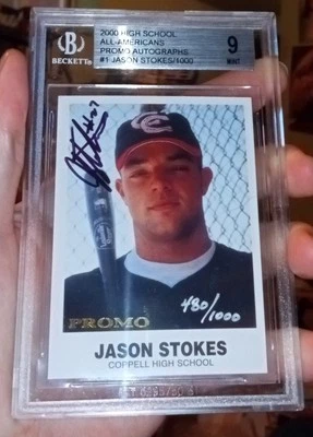 2000 Jason Stokes #1 Autographed PROMO Highschool Card - Graded BGS 9 - 480/1000 - Image 1 of 4