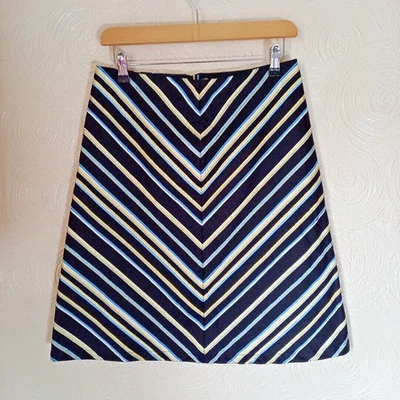 Warehouse Chevron Ribbon Trim A Line Skirt UK 10 Black Multi - Image 1 of 4