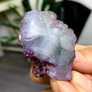 42G Rare transparent purple green cubic fluorite mineral crystal sample/China - Picture 1 of 15