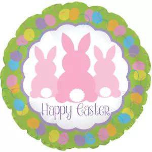 Zwei 9" Frohe Ostern Folienballons - Hasen - nur Luftfüllung - Bild 1 von 1