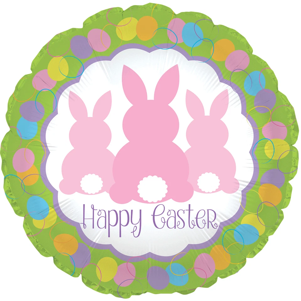 Dos globos de aluminio Feliz Pascua de 9" - conejitos - solo relleno de aire Foto 1 de 1
