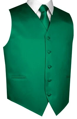 Men's Satin Tuxedo Vest, Tie and Hankie. Formal Dress Wedding Prom Homecoming - Image 1 of 4