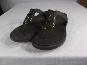 Crocs Women’s Size 11 ESPRESSO Brown Sandals with HAMMERED Gold Accent - Picture 1 of 7