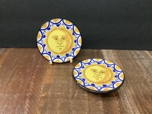 Set of 2 mini Ceraplat Sun Decorative plates Trinket Dish Or wall Hanging 3.75” - Picture 1 of 5