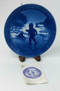 Patines De Colección Usado Azul Navidad Plato Sin Caja Royal Copenhagen Dinamarca 1965 - Imagen 1 de 2