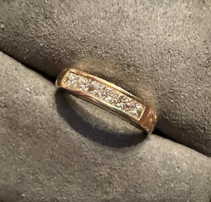 14K Gelbgold Princess Cut Diamant Ehering Jubiläumsband - Bild 1 von 7