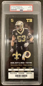 WFT @ Saints 10/8/2018 Ticket Stub Drew Brees All-Time Pass Yards Record PSA 8 - Picture 1 of 2