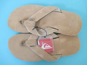 Chanclas Quiksilver Para Hombre Gamuza 3 Puntos Bronceado/Sólido Talla 10.0 NUEVO SOPORTE PARA ARCO - Imagen 1 de 2