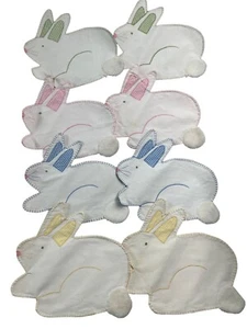 Juego de 8 manteles individuales bordados Pottery Barn Kids Easter Bunny Rabbit 2006 - Imagen 1 de 12