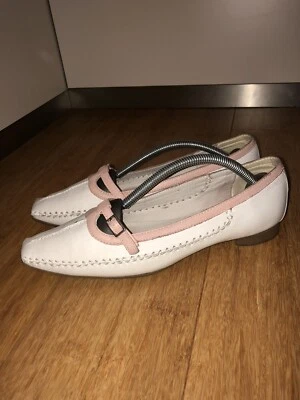 Janet D. Halbschuhe Ballerina Mokassin Bootschuhe Echtleder Leder 39 weiß rosa - Bild 1 von 4
