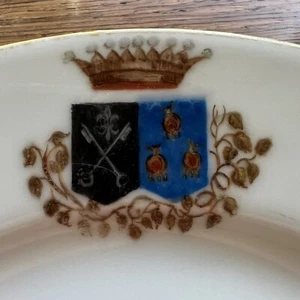 Assiette Mariage Armoiries Couronne Comtale Vigne Porcelaine de Paris XIXe n°6 - Imagen 1 de 7