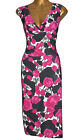 Phase Eight Floral Bodycon Dress 14 Pink Black Floral Occasion Wedding Party 