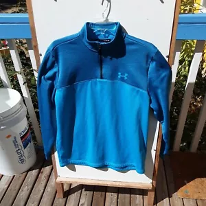 Under Armour Men's Coldgear Quarter Zip Long Sleeve Pullover Shirt Teal Size XL - Picture 1 of 4