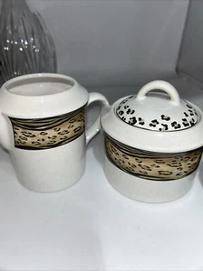 STUDIO NOVA JUNGLE BEAT PATTERN CREAMER & SUGAR BOWL - Picture 1 of 5