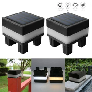 2X LED Solar Pfosten Säulenleuchte Zaun Solarlampe Kappen Auβen Gartenlicht DHL - Bild 1 von 14