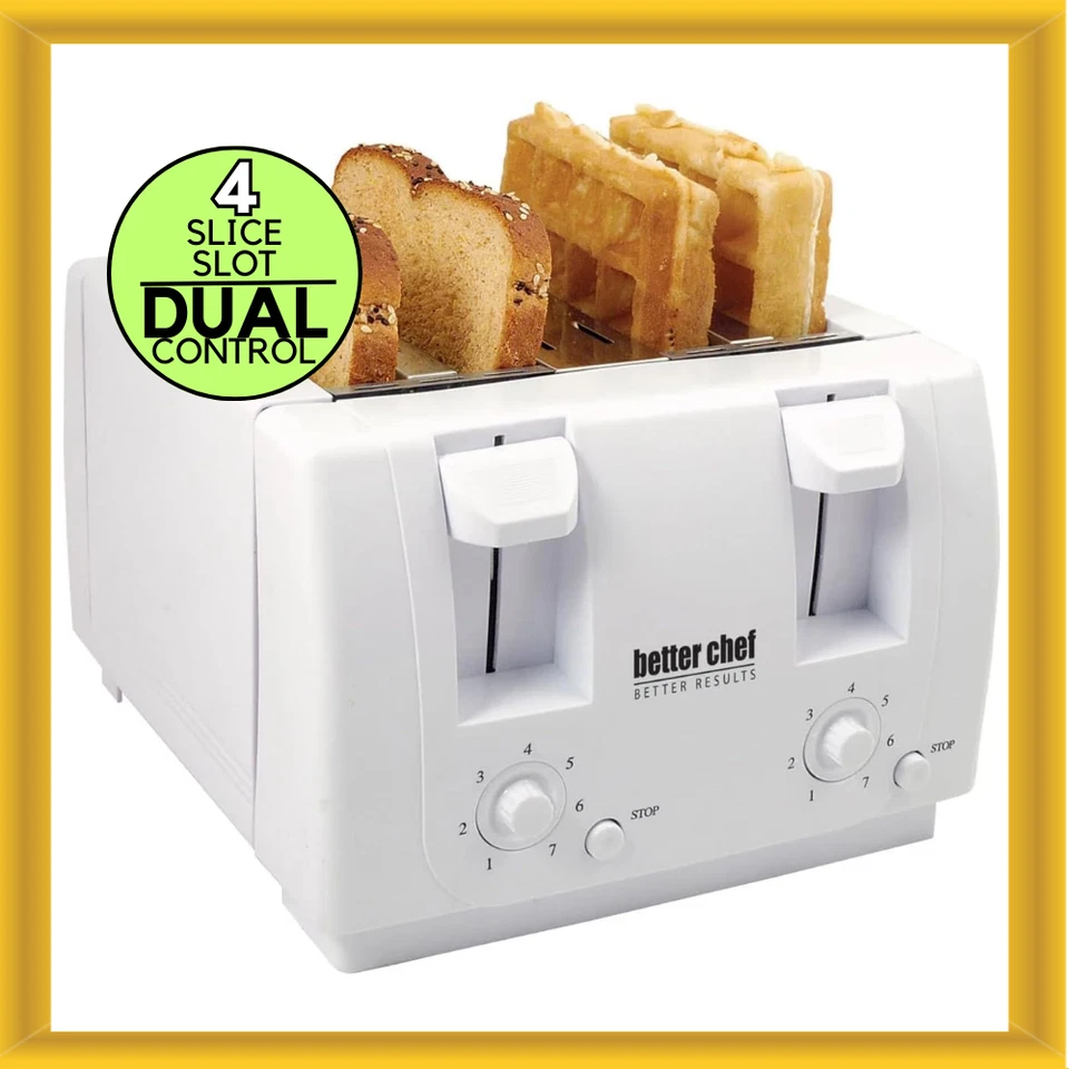Better Chef IM-241W White 4 Slice Dual Control Bread Bagel Family Size Toaster - Image 1 of 1