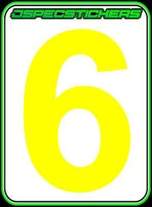 CAMS RACE CAR NUMBER DAY GLO YELLOW #6 DRIFT RALLY CIRCUIT RACING MOTORSPORT - Foto 1 di 5