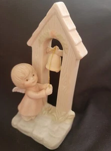 Lefton Porcelain "Joy to the World" Figurine Angel Ringing a Bell Collectible - Picture 1 of 4