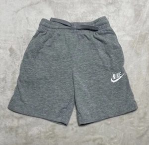 Nike Gym Sweat Shorts Boys Small 4-5 Years Gray Embroidered Logo Drawstring - Picture 1 of 9