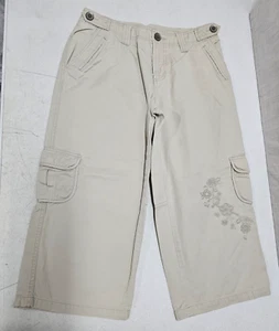 Sonoma Womens Size 6 (28x20) Beige Cargo Capri Embroidered Floral Flower Cotton - Picture 1 of 7