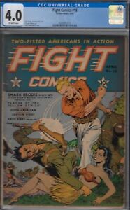 FIGHT COMICS #18 - CGC 4.0 VG , 1942 FICTION HOUSE COMIC -AWESOME WWII COVER