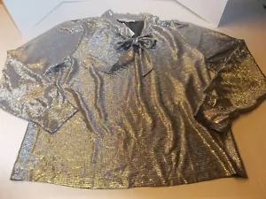 LOFT Top Women's Large Silver Blouse Shimmer Long Sleeve Lightweight Holiday - Picture 1 of 3