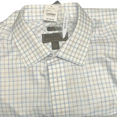 Camisa de Vestir Azul JOS A BANK RESERVE 17-36 Manga Larga Sin Arrugas Ajuste Tradicional Foto 1 de 4