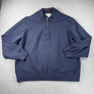 Duluth Sweater Large Mens XXL Strongarm Navy Blue 1/4 Zip Mockneck Heavy Work - Picture 1 of 9