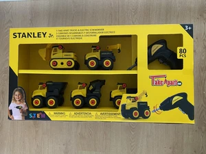 Stanley Jr 5 X take appart toy trucks lorry diggers + electric screwdriver 80pcs - Picture 1 of 17