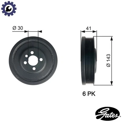BELT PULLEY CRANKSHAFT TVD1001 FOR MITSUBISHI OUTLANDER/II/SUV/Van SPACE/WAGON - Image 1 of 4