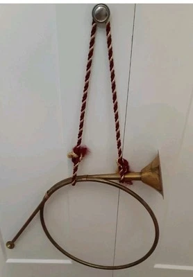 Vintage Brass French Horn Bugle Fox Hunting Decor Christmas LARGE SIZE 20" - Image 1 of 4