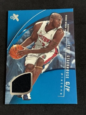 2001-02 Fleer Skybox EX Jerry Stackhouse #14 Game Worn Jersey #35/47 Pistons - Image 1 of 3