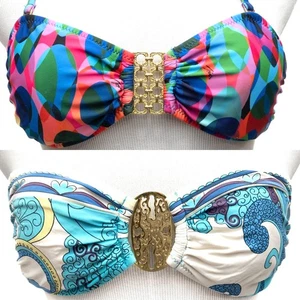 2 Trina Turk Multi-Color Bandeau Bikini Tops Size 4 - Picture 1 of 12