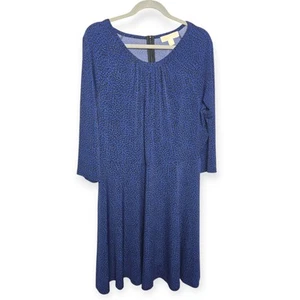 Neu mit Etikett Michael Kors Größe 1X blau schwarz Tiermotiv Slinky Kleid Midi - Bild 1 von 3