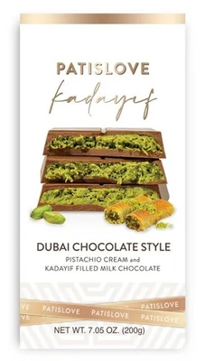 PatisLove Dubai Chocolate Bar 200g – Premium Gourmet Chocolate, Pistachio - Image 1 of 4