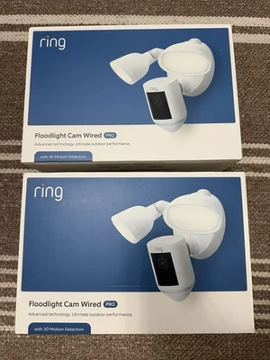 NEW Ring Floodlight Cam Wired Pro 2k Retinal - White - Set of 2 - Image 1 of 4