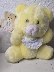 VINTAGE 1985 HALLMARK CARDS YELLOW BABY'S 1ST TEDDY BEAR STUFFED ANIMAL PLUSH - Picture 1 of 6