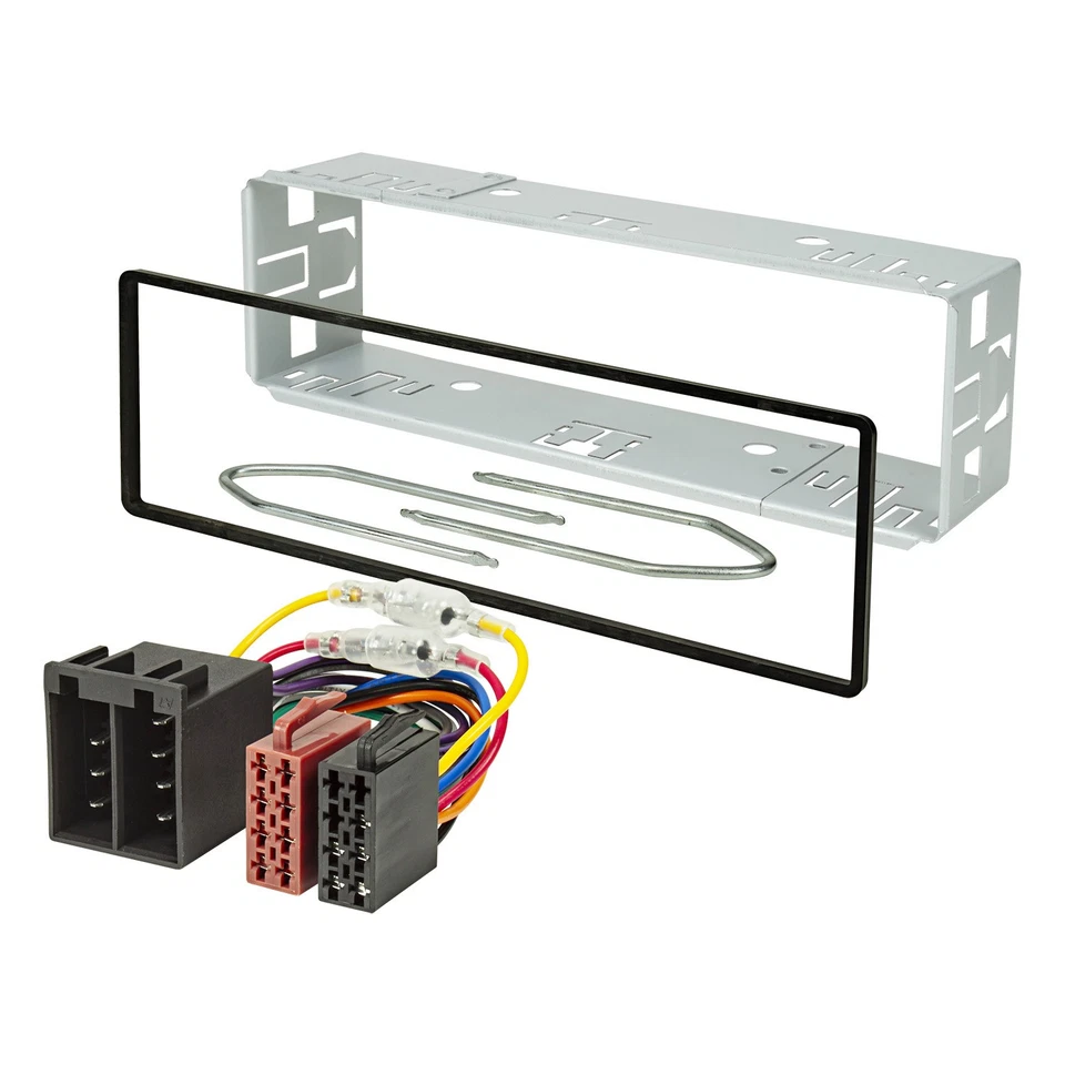 Kit cadre de montage autoradio DIN gaine métallique cadre câble ISO étrier de... - Photo 1/4