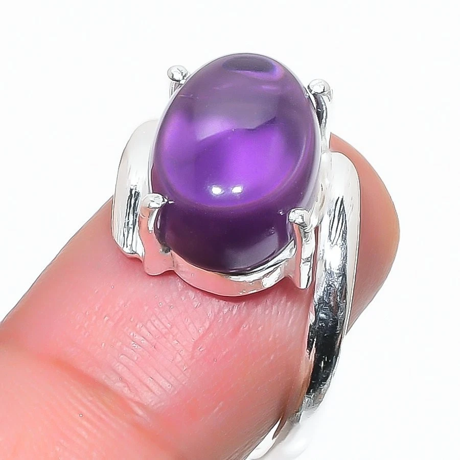 Purple Amethyst Gemstone 925 Sterling Silver Jewelry All Size Ring For Gift - Image 1 of 1